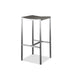 Set of four HomeRoots stainless steel backless bar height stools with brown and silver finishes, ideal for modern kitchen or bar areas.