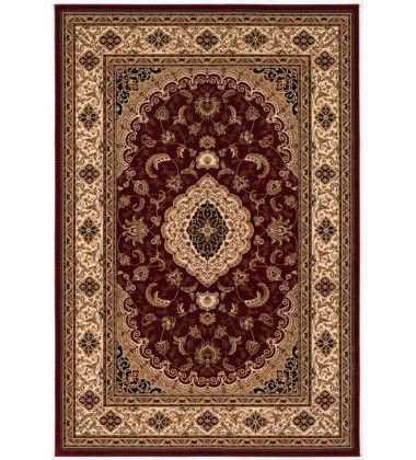 7' x 9' Floral Medallion Power Loom Area Rug - Red And Beige