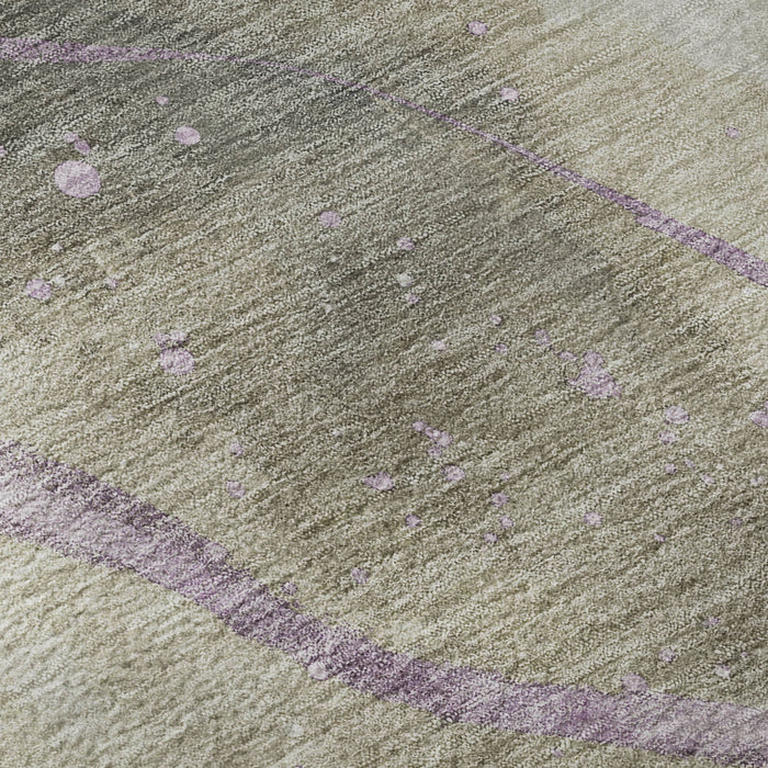 10' X 14' Abstract Washable Area Rug With UV Protection (694266) - Taupe / Lavender / Ivory