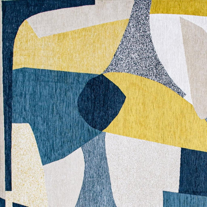 6' X 8' Abstract Washable Area Rug (552008) - Blue / Yellow