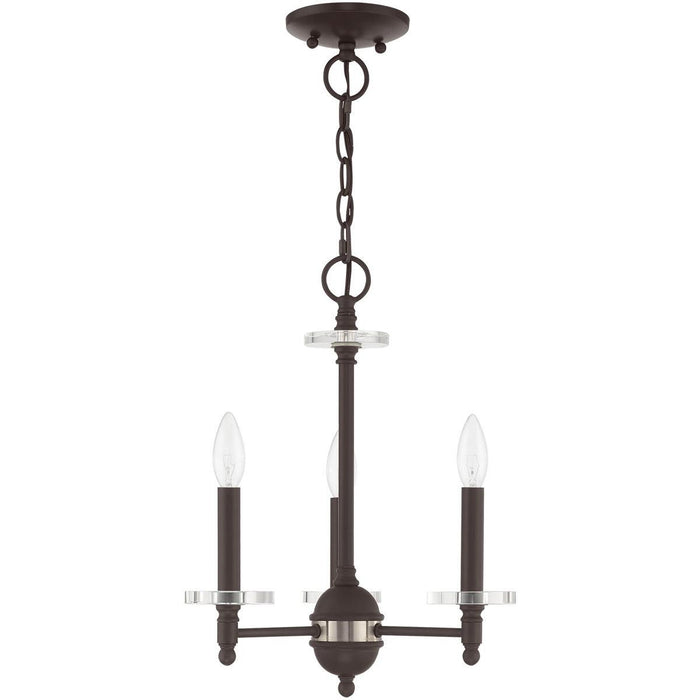 18" Three Light Dimmable Chandelier With Shades - Bronze