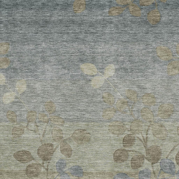 10' X 14' Floral Washable Area Rug With UV Protection (707497) - Khaki / Gray