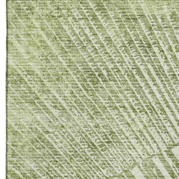 8' X 10' Geometric Washable Area Rug With UV Protection (648344) - Sage / Ivory