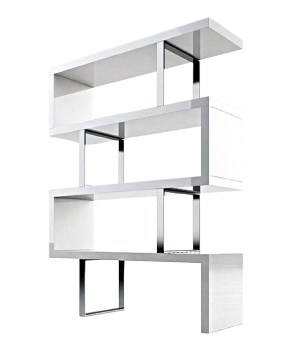 Three Tier Etagere Bookcase (555012) - White / Silver
