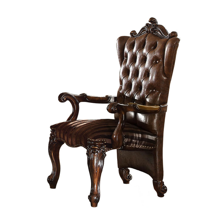 Tufted And Redwood Upholstered Faux Leather Wing Back Dining Arm Chairs (Set of 2) - Brown