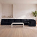 Meridian Furniture Hammond velvet performance fabric L-shaped sectional sofa with six stationary sections in a modern living room setting.