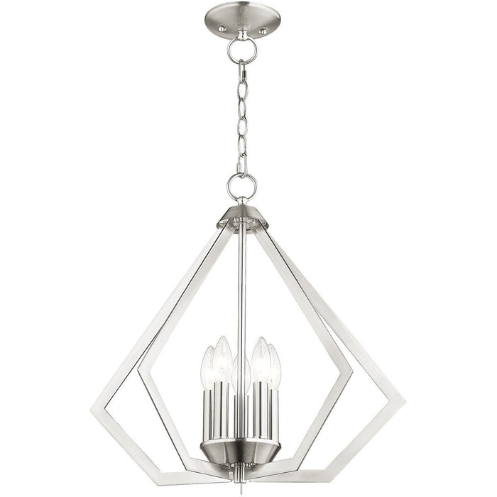 20" Five-Light Dimmable Chandelier With Shades - Nickel