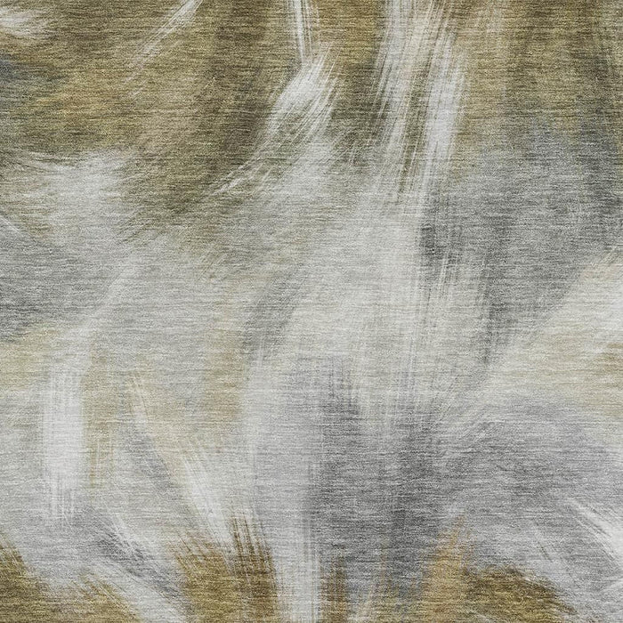 10' X 14' Abstract Washable Area Rug With UV Protection (717687) - Pewter / Gold