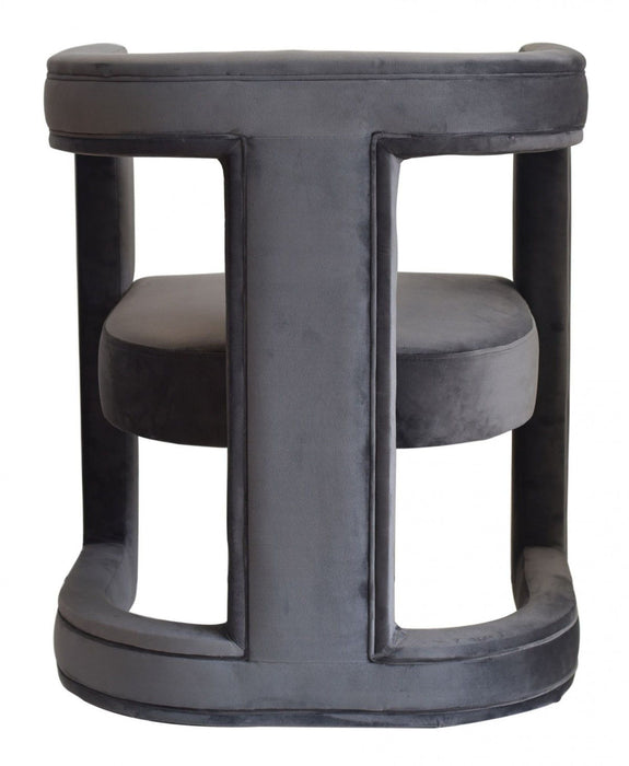 Velvet Contemporary Pierced Back Arm Chair - Dark Gray