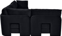Meridian Furniture velvet upholstered 4-piece armless sectional sofa, stationary design with plush fabric and modern style.
