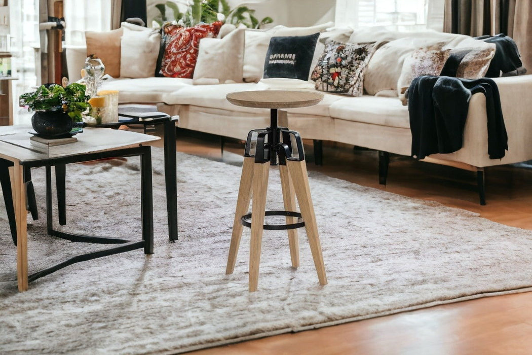 Solid Wood Backless Bar Chair - Natural And Natural And Black