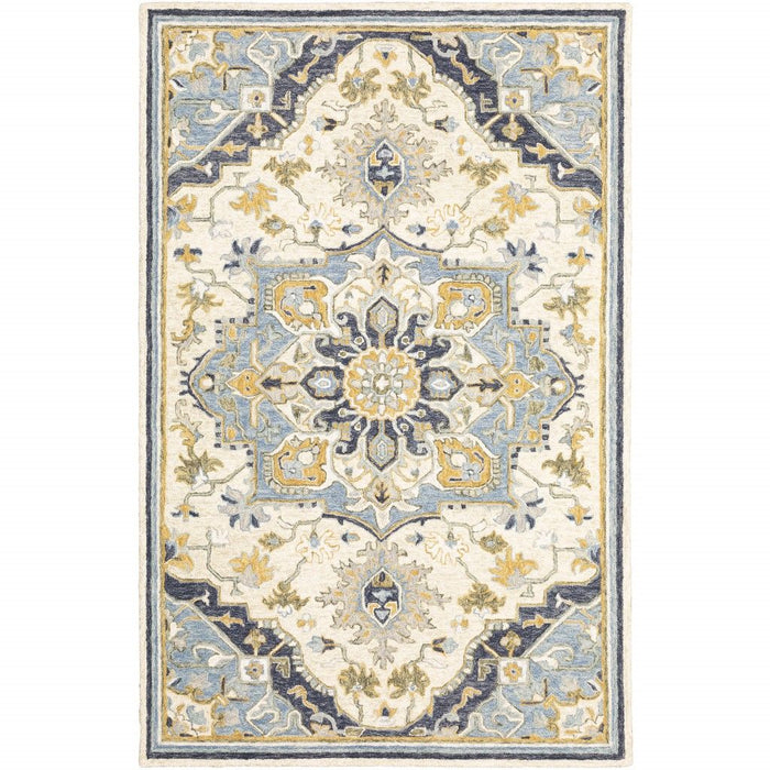 10' x 13' Bohemian Rug - Blue And Ivory