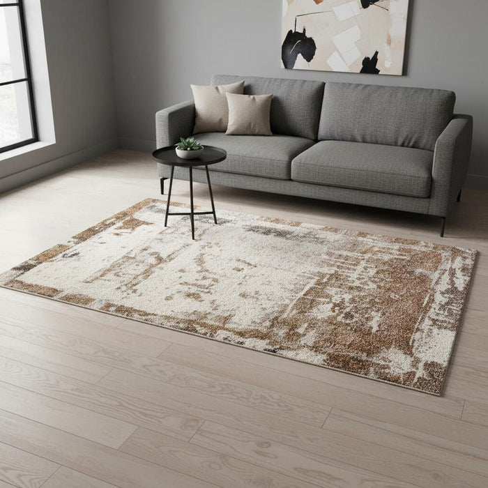 5' X 8' Abstract Area Rug (660029) - Beige / Brown