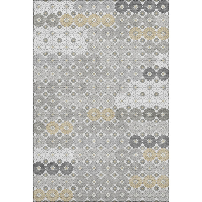 10' X 14' Geometric Washable Area Rug With UV Protection (696866) - Gray / Silver / Beige