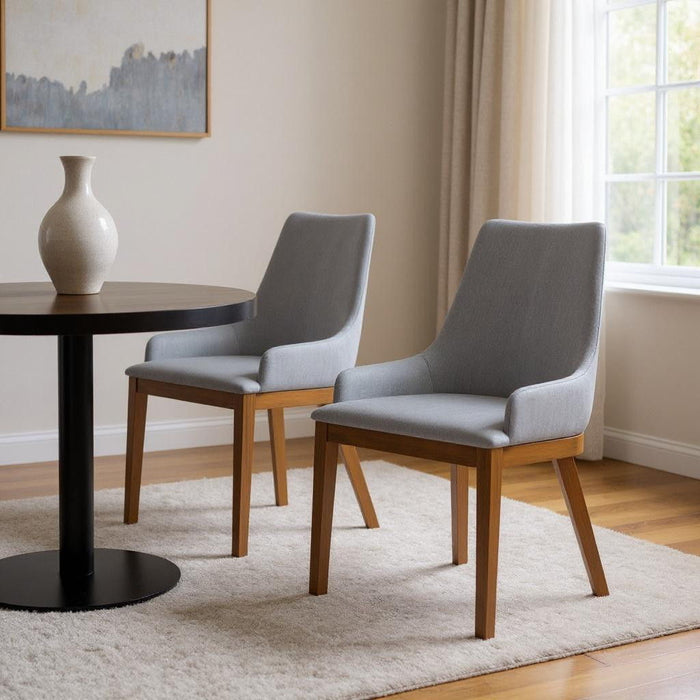 Wood Dining Parsons Chairs (Set of 2) - Gray / Walnut