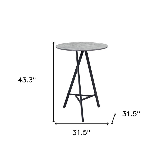 Rounded Steel Bar Table - Gray And Black