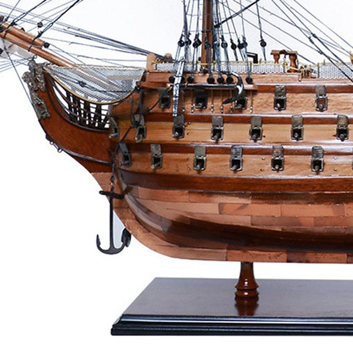 Hand Painted Model Boat (624649) - Dark Brown / Beige