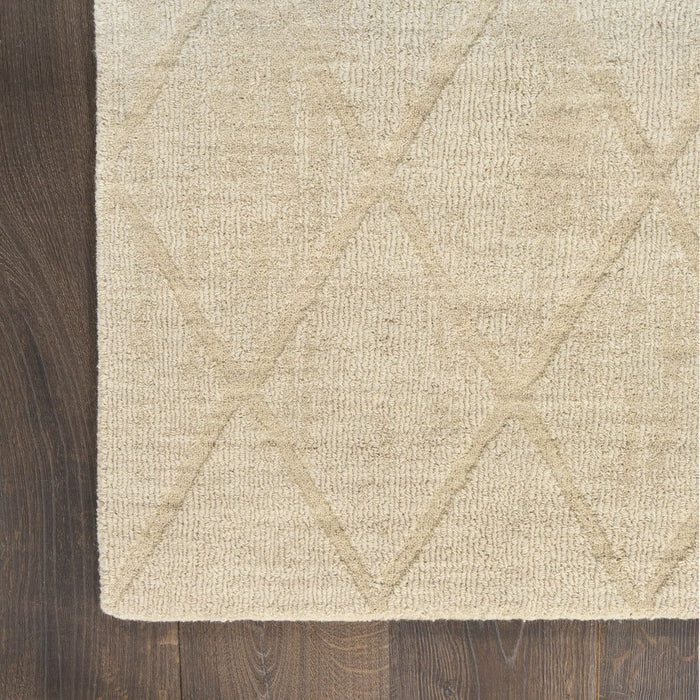 6' Wool Geometric Hand Woven Runner Rug (573129) - Beige