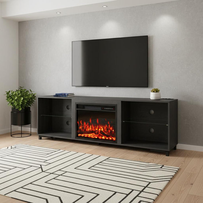 Wood Fireplace Entertainment Center With Fireplace (723796) - Black