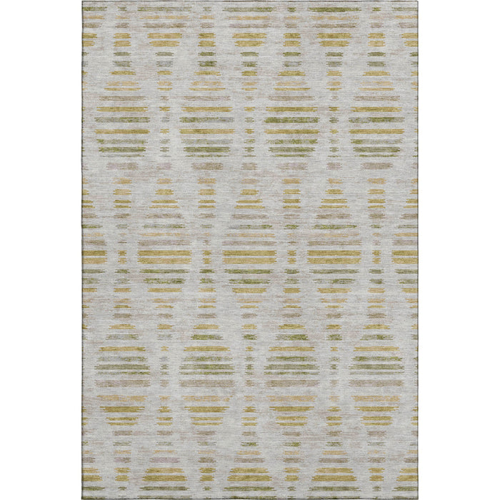 10' X 14' Striped Washable Area Rug With UV Protection (715033) - Ivory / Gold