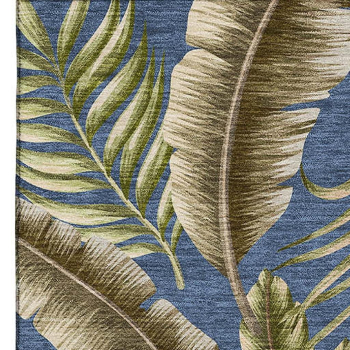 9' X 12' Geometric Washable Area Rug With UV Protection - Blue And Brown