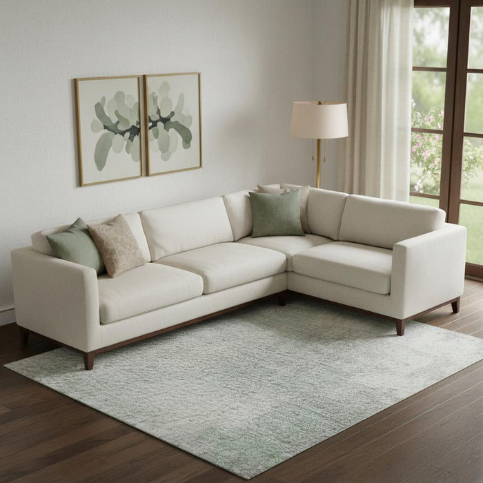10' X 14' Abstract Washable Area Rug With UV Protection (705401) - Mint Green / Ivory