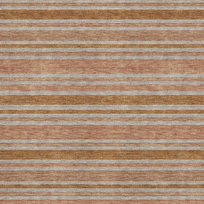 10' X 14' Striped Washable Area Rug With UV Protection (647854) - Rust / Beige