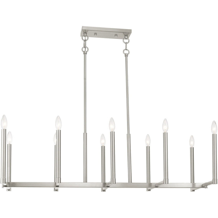 18" Ten Light Dimmable Chandelier With Shades - Nickel