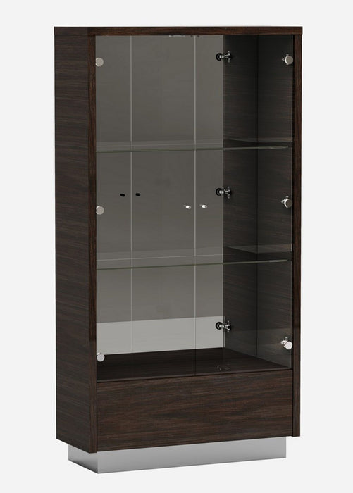 Display Stand With Three Shelves And One Drawer - Silver And Dark Brown