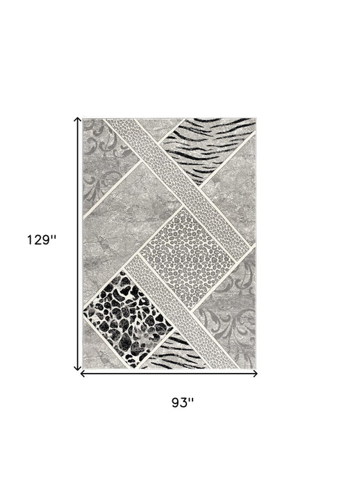 8' x 11' Geometric Power Loom Stain Resistant Area Rug - Gray