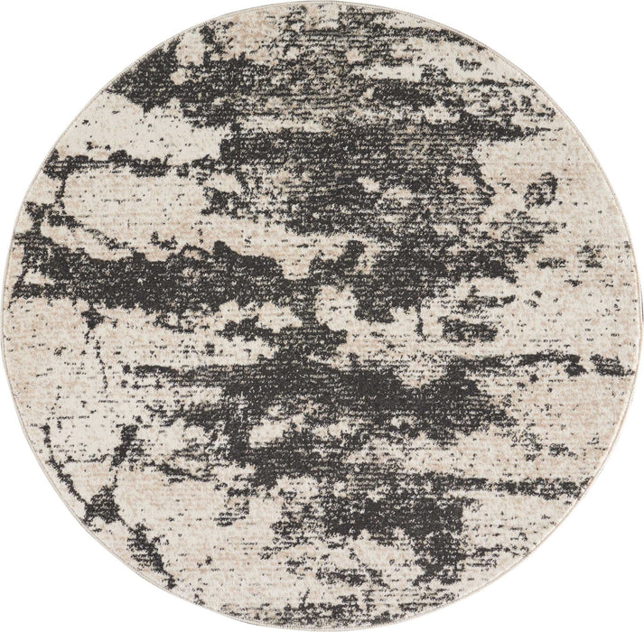 4' Abstract Non Skid Round Rug (552463) - Ivory / Gray