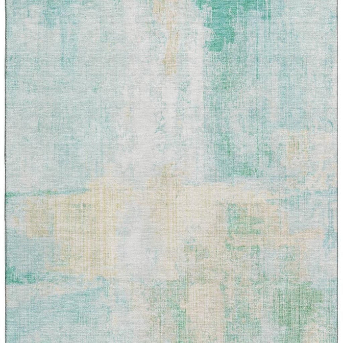 10' X 14' Abstract Washable Area Rug With UV Protection (700457) - Teal / Ivory