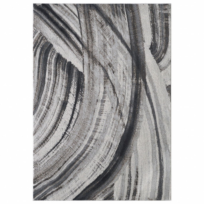 10' x 13' Abstract Strokes Modern Area Rug - Gray Ivory