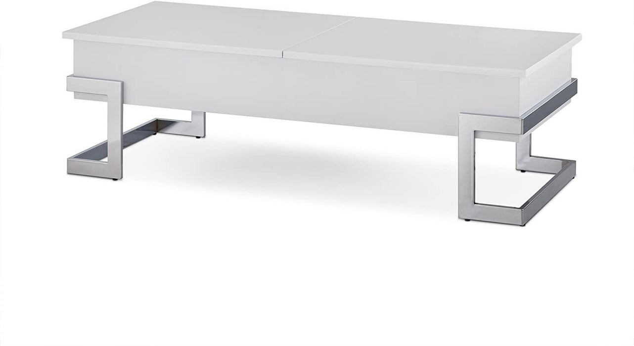 Metal Lift Top Coffee Table - White And Silver