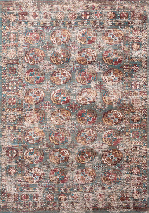 7' X 9' Tribal Washable Area Rug With UV Protection (609971) - Gray / White