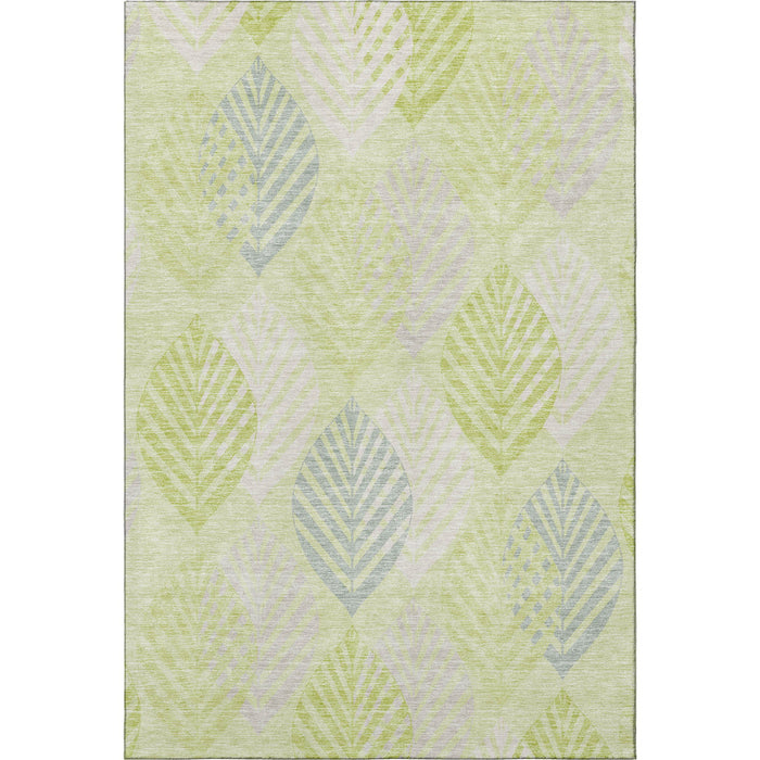 10' X 14' Transitional Floral Washable Area Rug With UV Protection - Artichoke Green