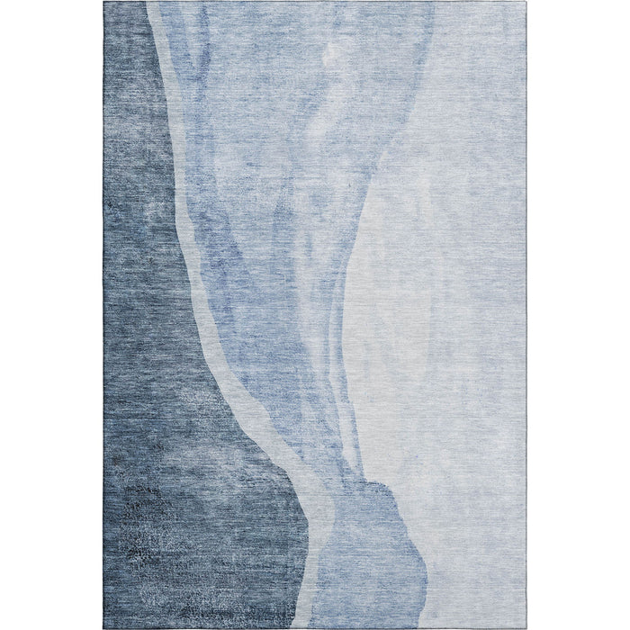 9' X 12' Abstract Washable Area Rug With UV Protection (655311) - Blue / Ivory