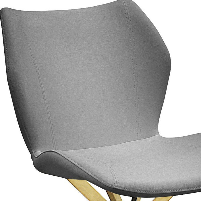 Upholstered Faux Leather Dining Side Chairs (Set of 4) - Gray / Gold