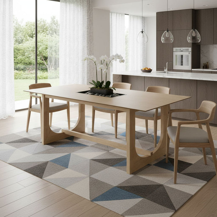 Wood Trestle Base Dining Table - Natural