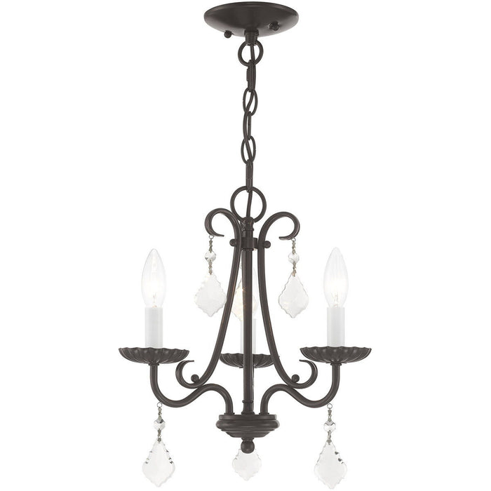 15" Three Light Dimmable Chandelier With Shades - Bronze