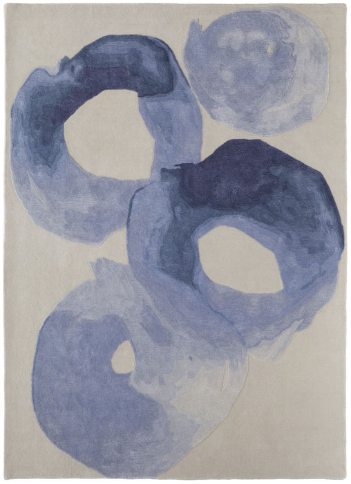5' x 8' Abstract Hand Tufted Area Rug - Ivory And Blue