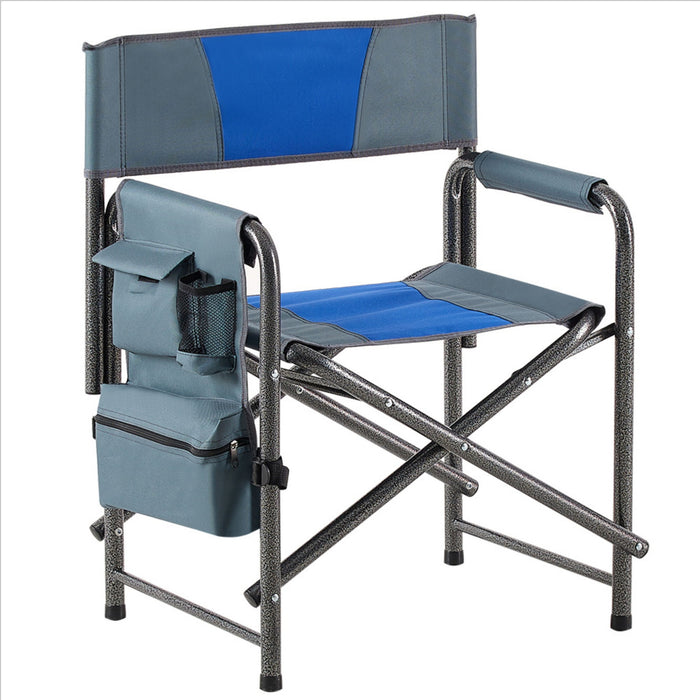 Giga padded folding outdoor arm chair with storage pockets, lightweight oversized director's chair for camping, picnics, and fishing