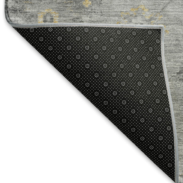 10' X 14' Oriental Washable Area Rug With UV Protection (693270) - Gray / Gold / Ivory