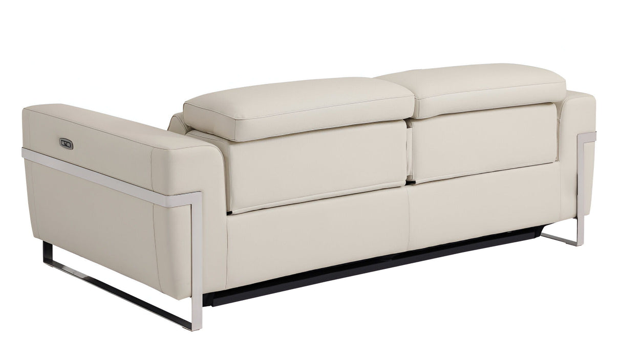 Italian Leather USB Reclining Sofa - Beige
