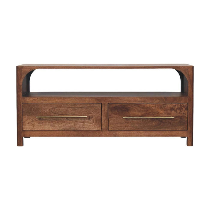 Solid Wood Console Table With Shelf With Drawer (723425) - Brown