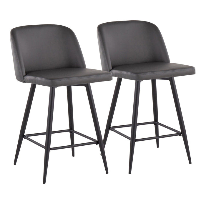 Toriano - 26" Fixed-Height Counter Stool (Set of 2) - Black Square Base