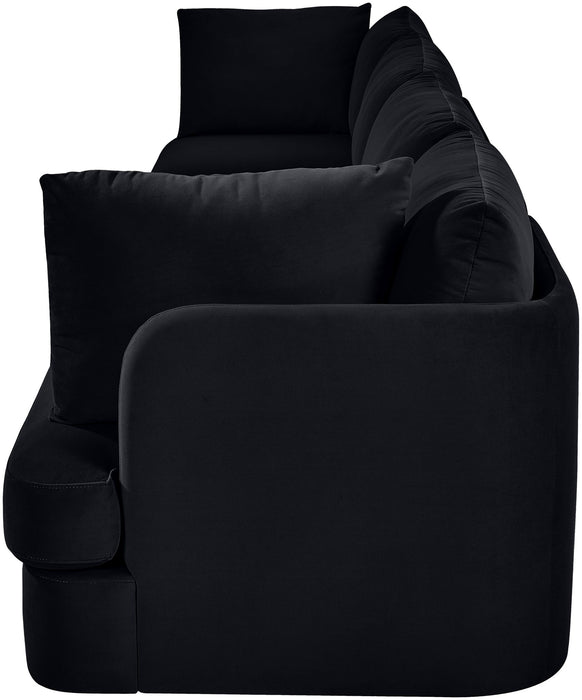 Meridian Furniture Hammond velvet performance fabric 4-piece sectional sofa with upholstered stationary sections in a modern living room setting.