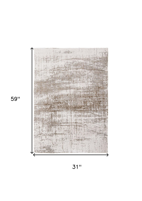 3' x 5' Abstract Non Skid Area Rug - Gray And Beige