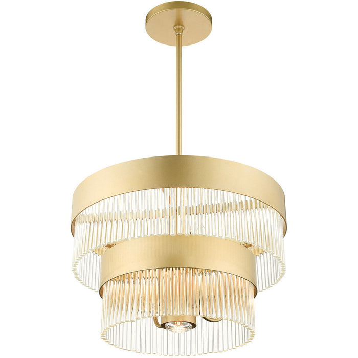 Five Light Dimmable Chandelier With Shades - Gold