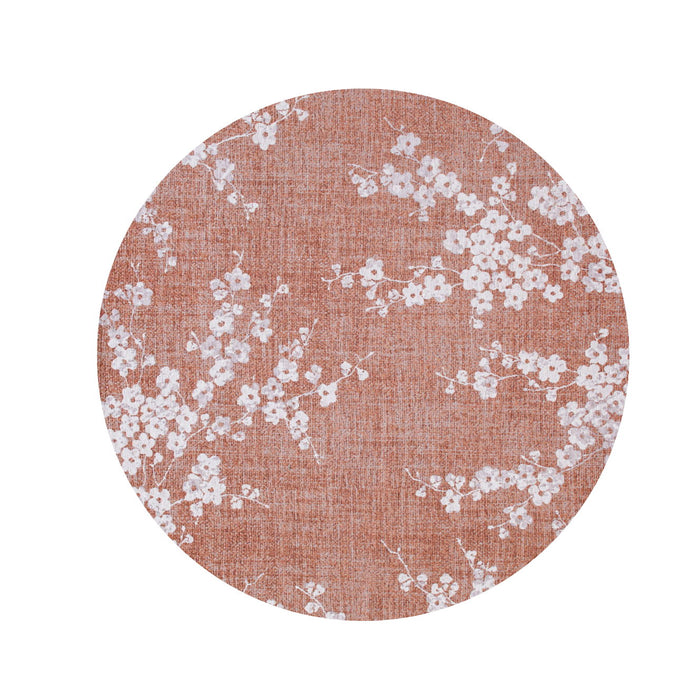 8' Round Oriental Non Skid Area Rug - Red And White